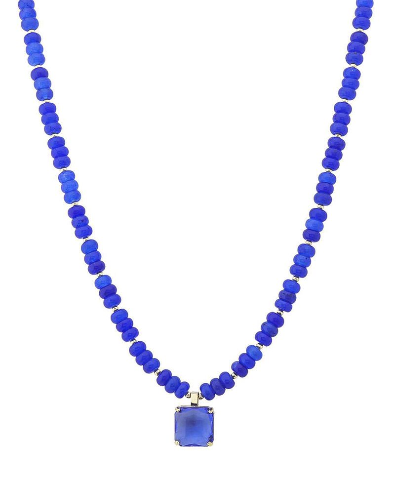 Rondelle Bead w/ Crystal Pendant Necklace