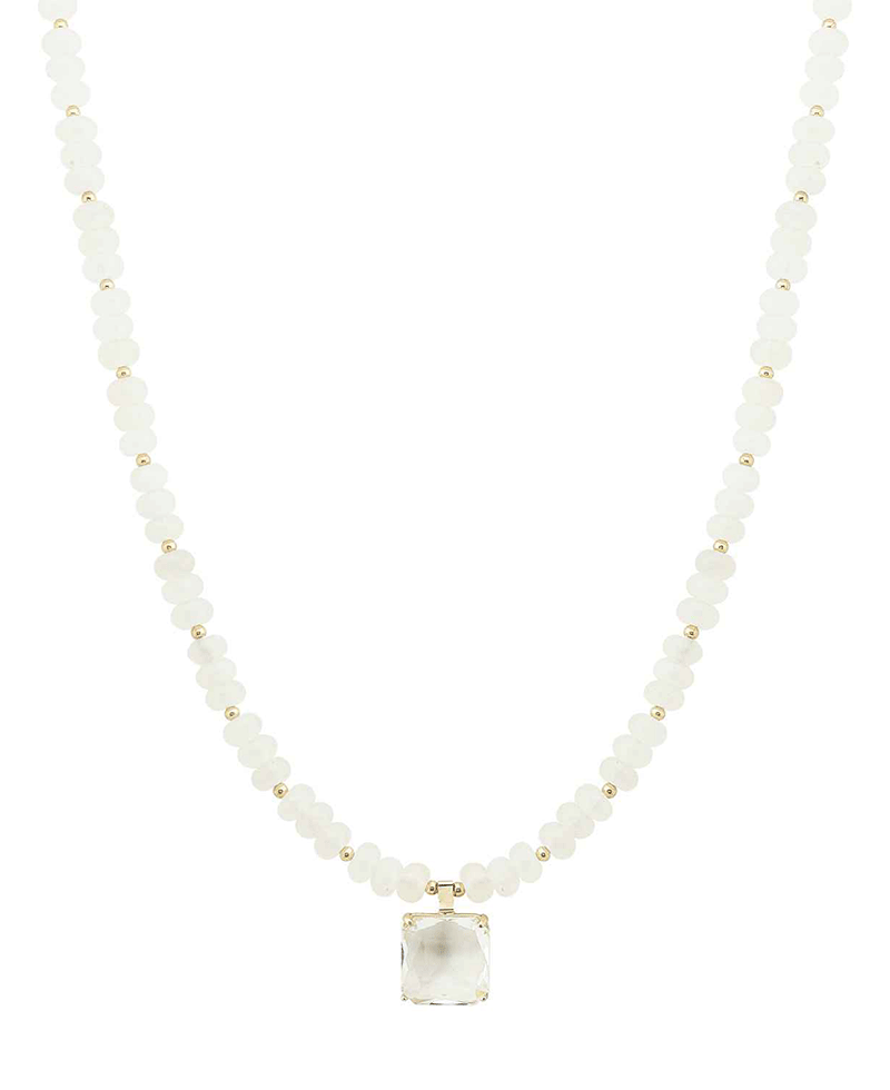 Rondelle Bead w/ Crystal Pendant Necklace