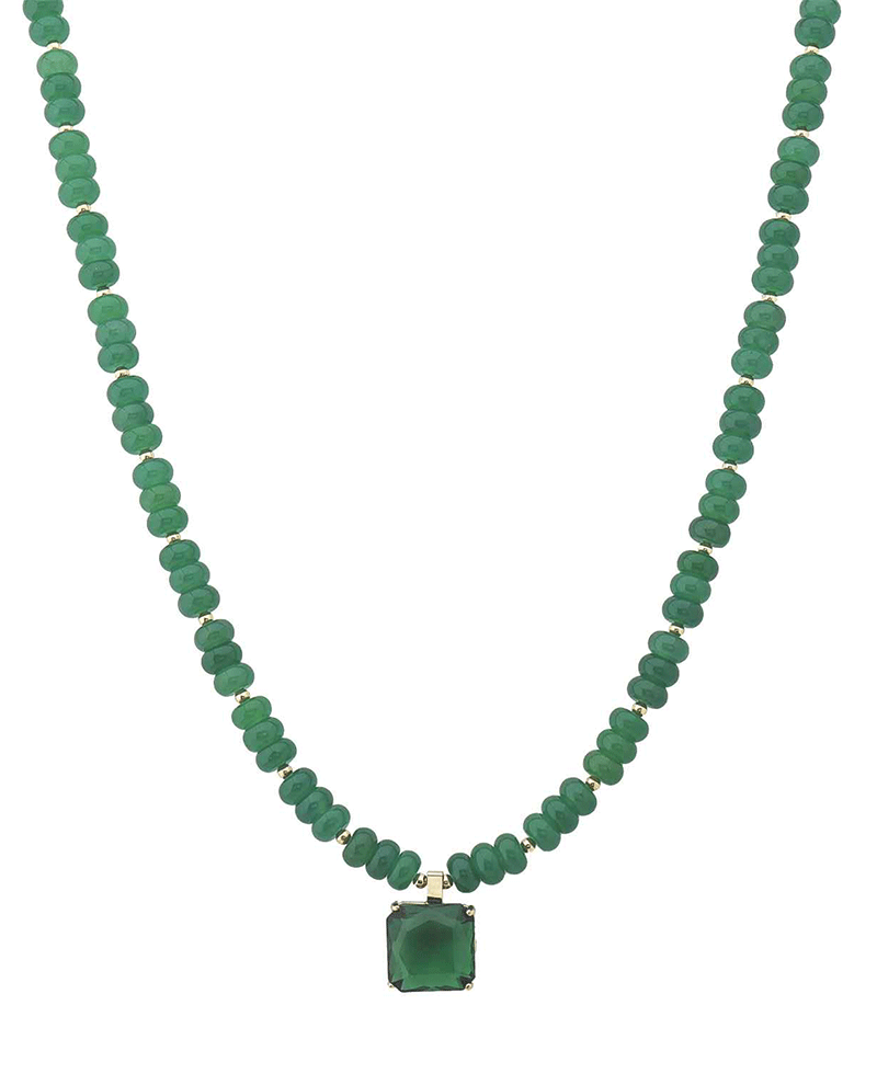 Rondelle Bead w/ Crystal Pendant Necklace