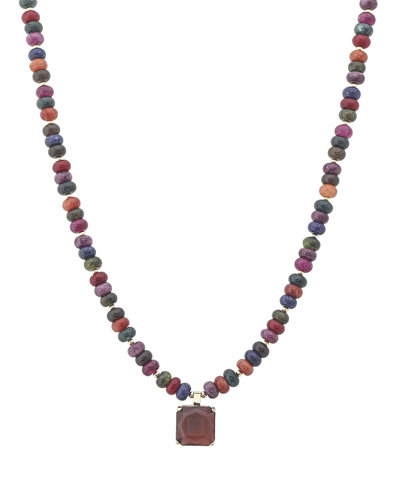 Rondelle Bead w/ Crystal Pendant Necklace