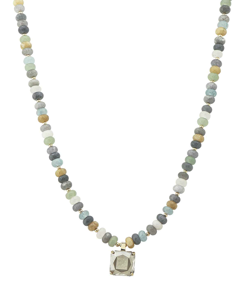 Rondelle Bead w/ Crystal Pendant Necklace