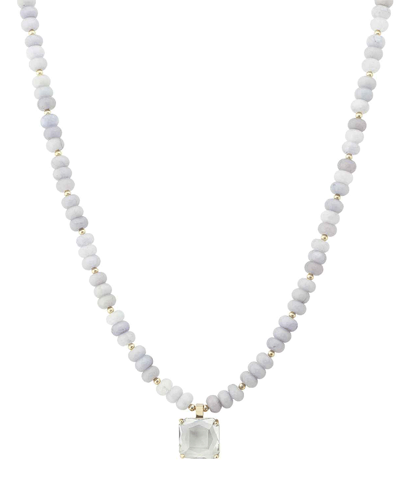 Rondelle Bead w/ Crystal Pendant Necklace