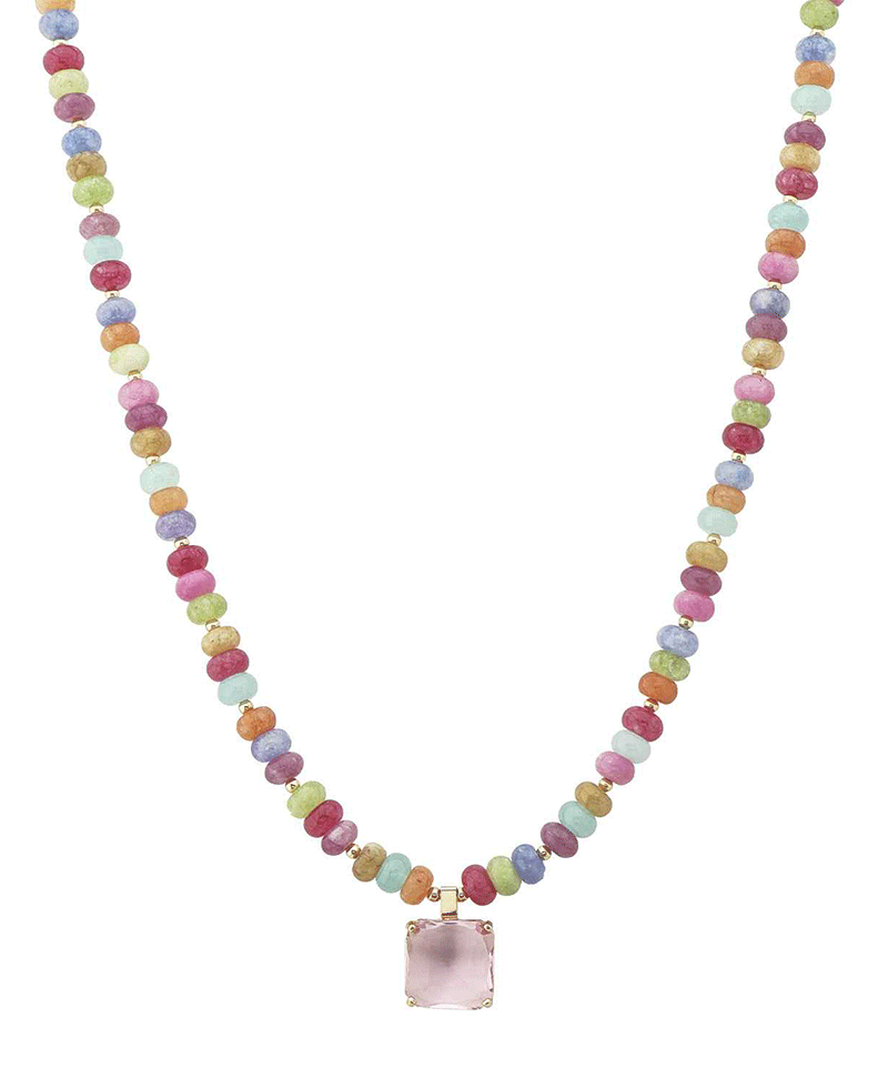 Rondelle Bead w/ Crystal Pendant Necklace