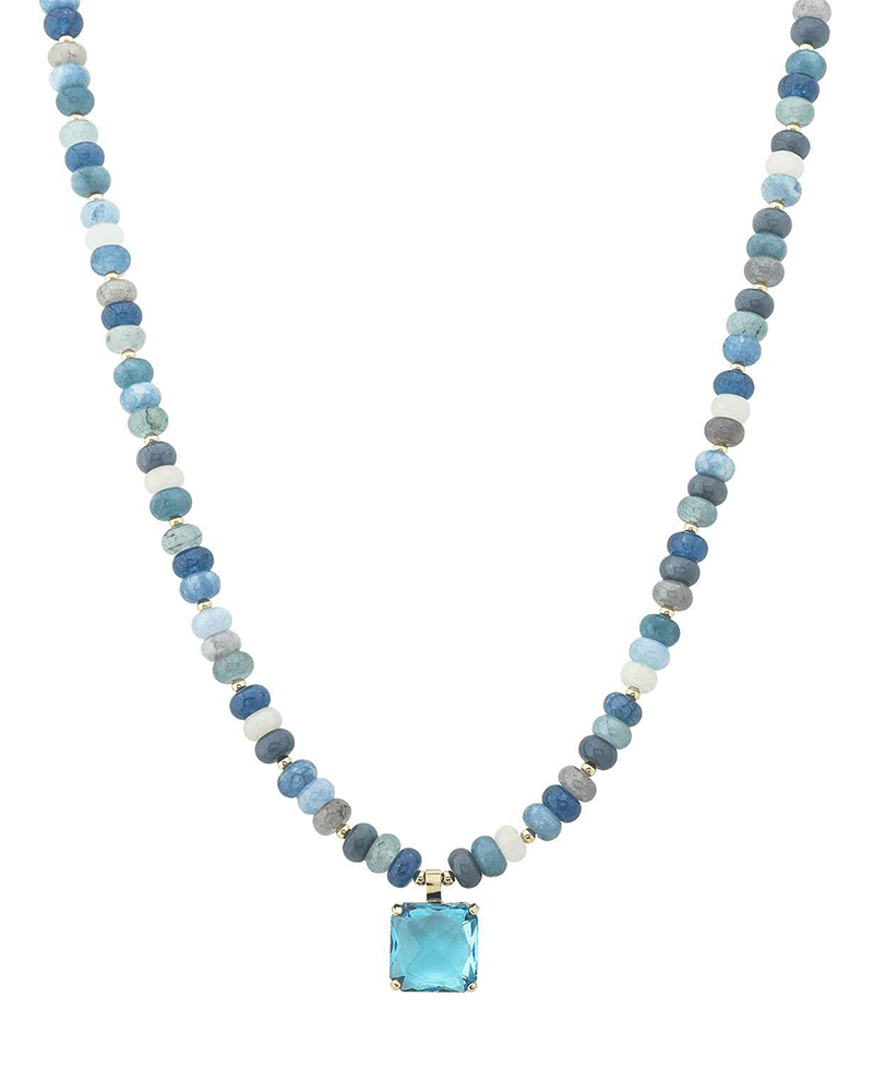 Rondelle Bead w/ Crystal Pendant Necklace