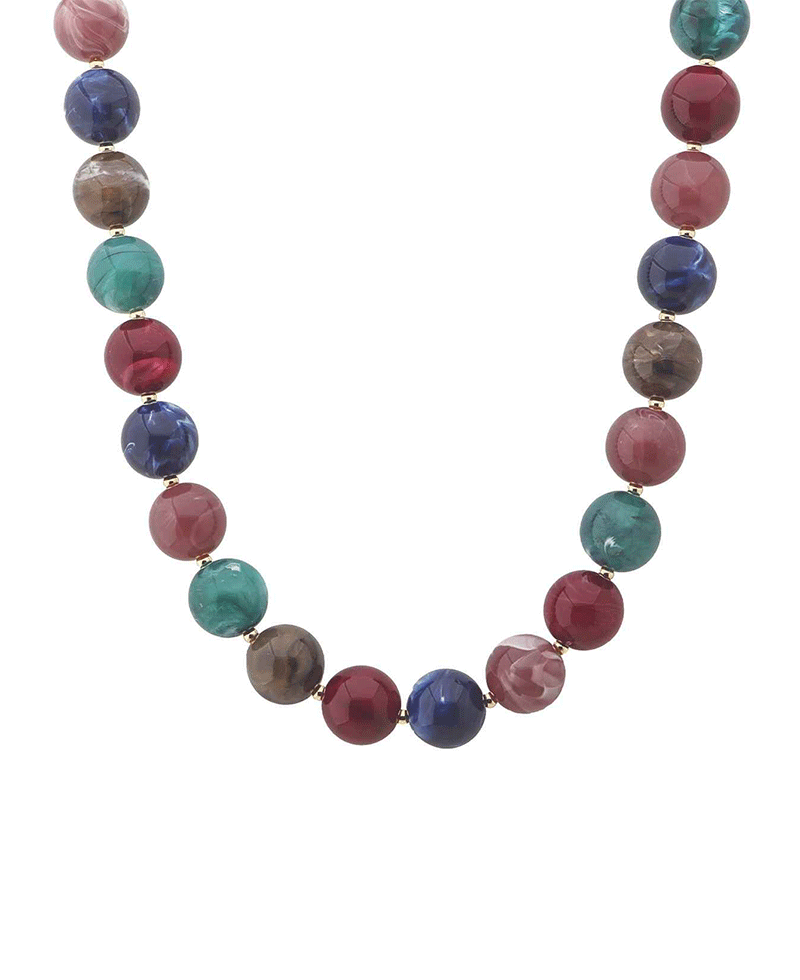 Marbled Chunky Beaded Statement Necklace