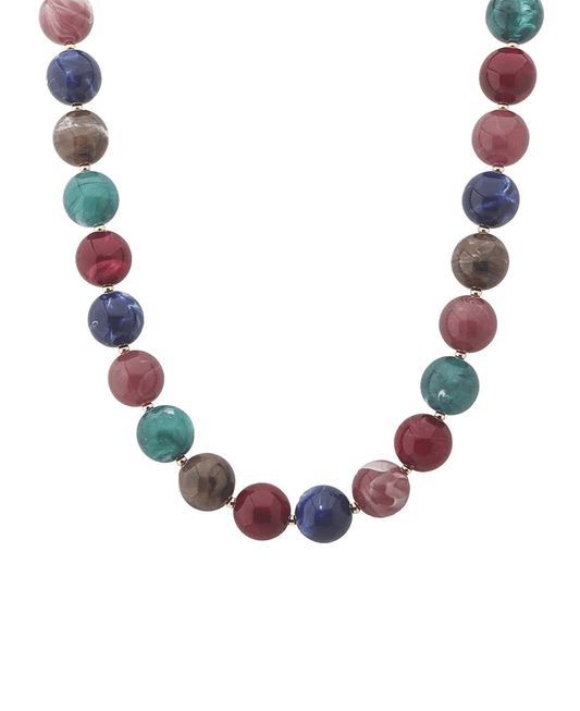 Marbled Chunky Beaded Statement Necklace