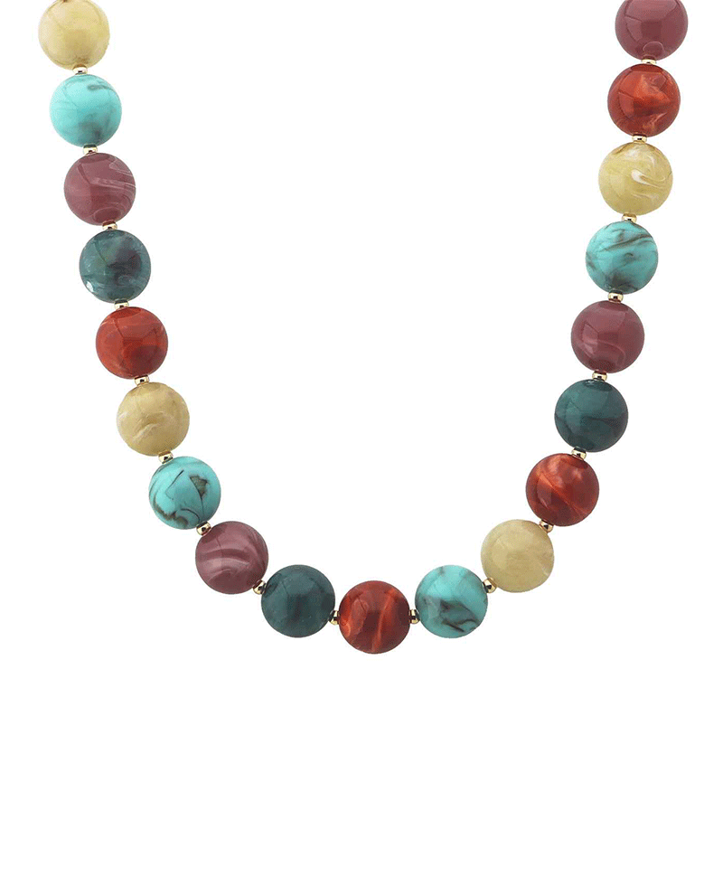Marbled Chunky Beaded Statement Necklace