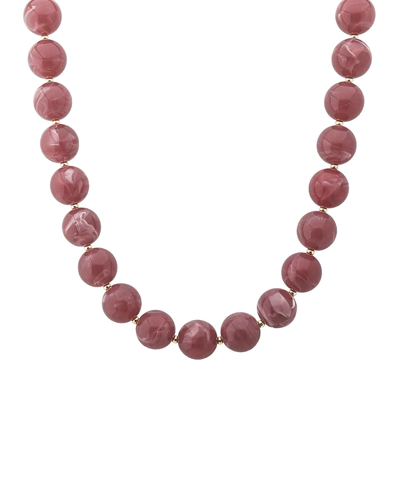Marbled Chunky Beaded Statement Necklace
