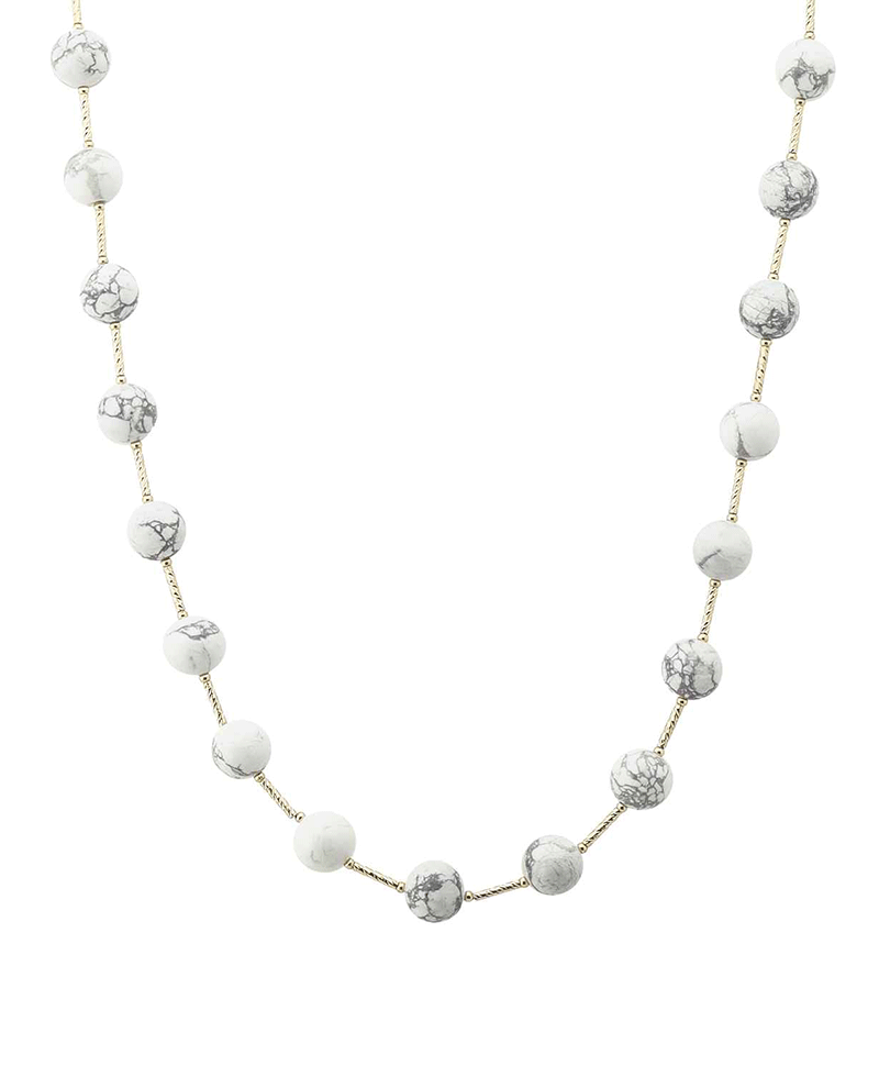 Stone Bead Station Chain-Link Necklace