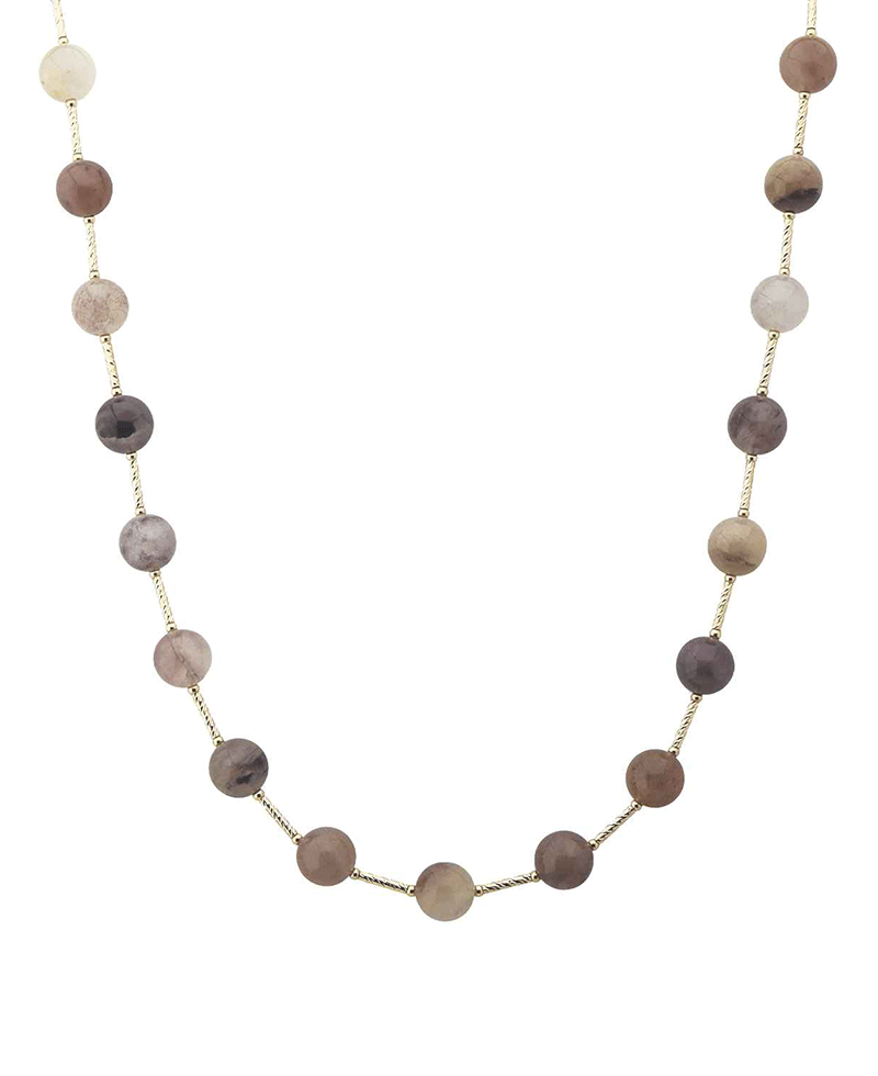 Stone Bead Station Chain-Link Necklace