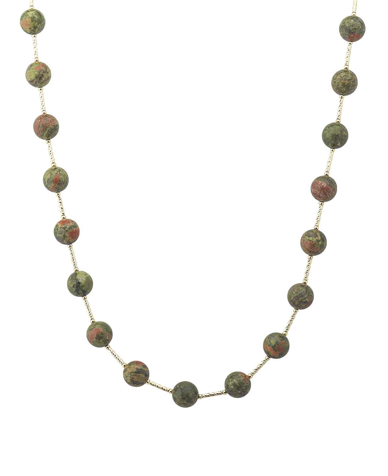 Stone Bead Station Chain-Link Necklace