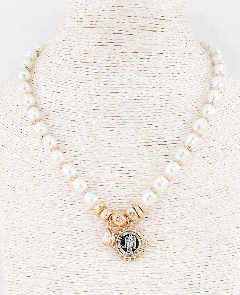 Pearl Beaded Charms Necklace