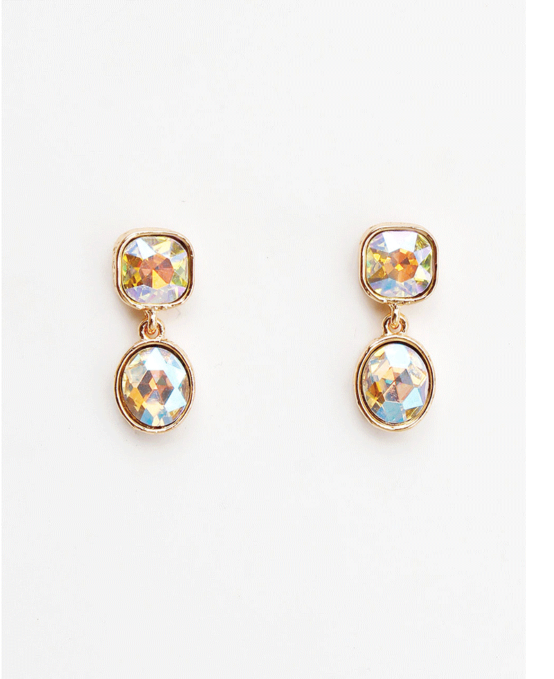 Double Shape Crystal Drop Earring
