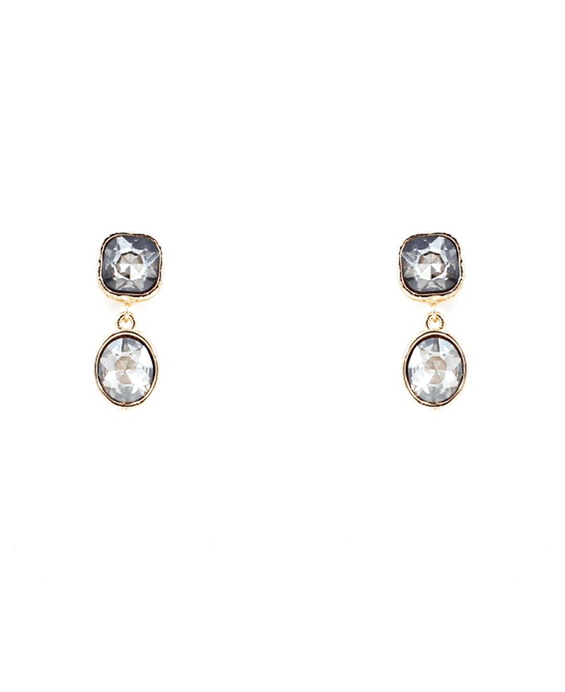Double Shape Crystal Drop Earring