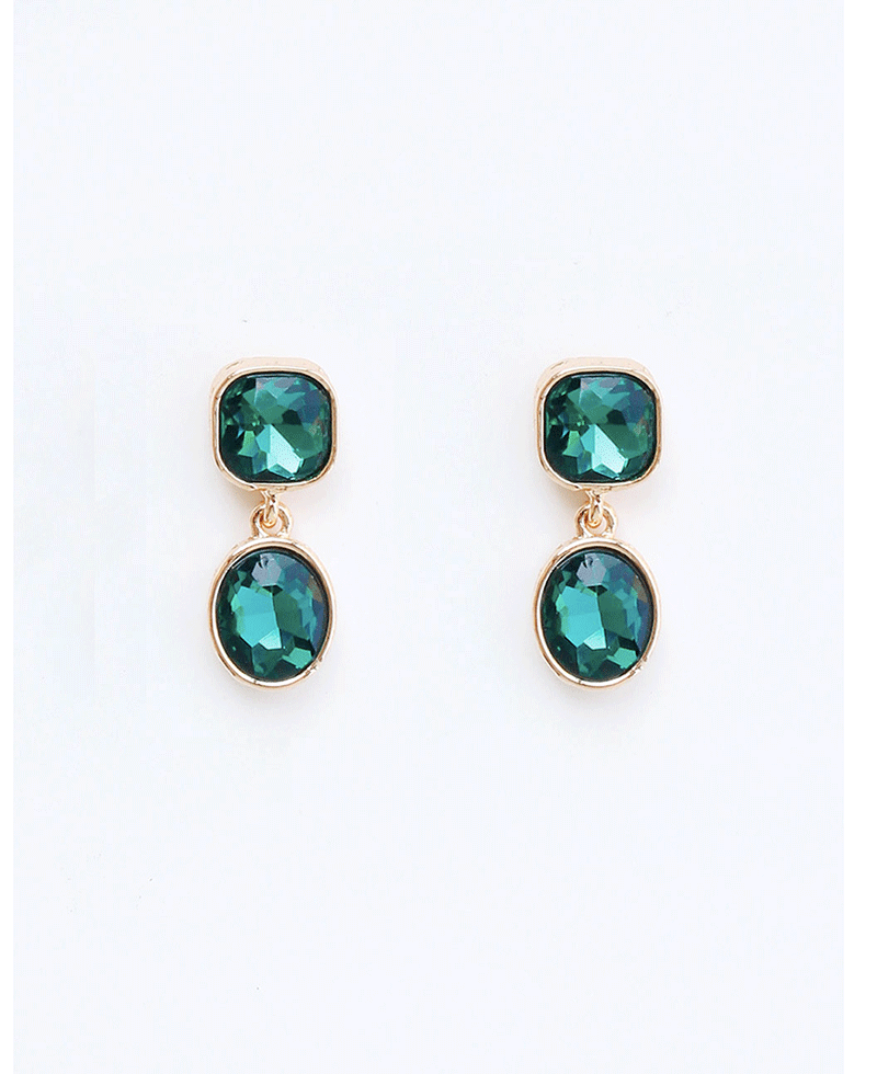 Double Shape Crystal Drop Earring