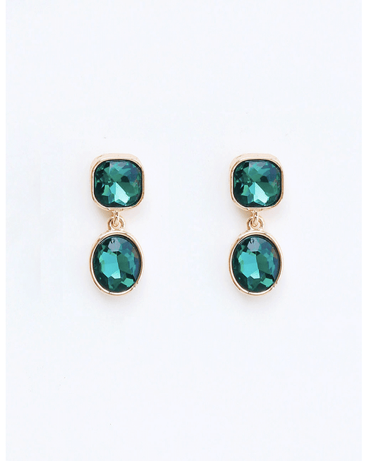 Double Shape Crystal Drop Earring