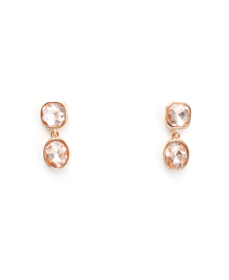 Double Shape Crystal Drop Earring