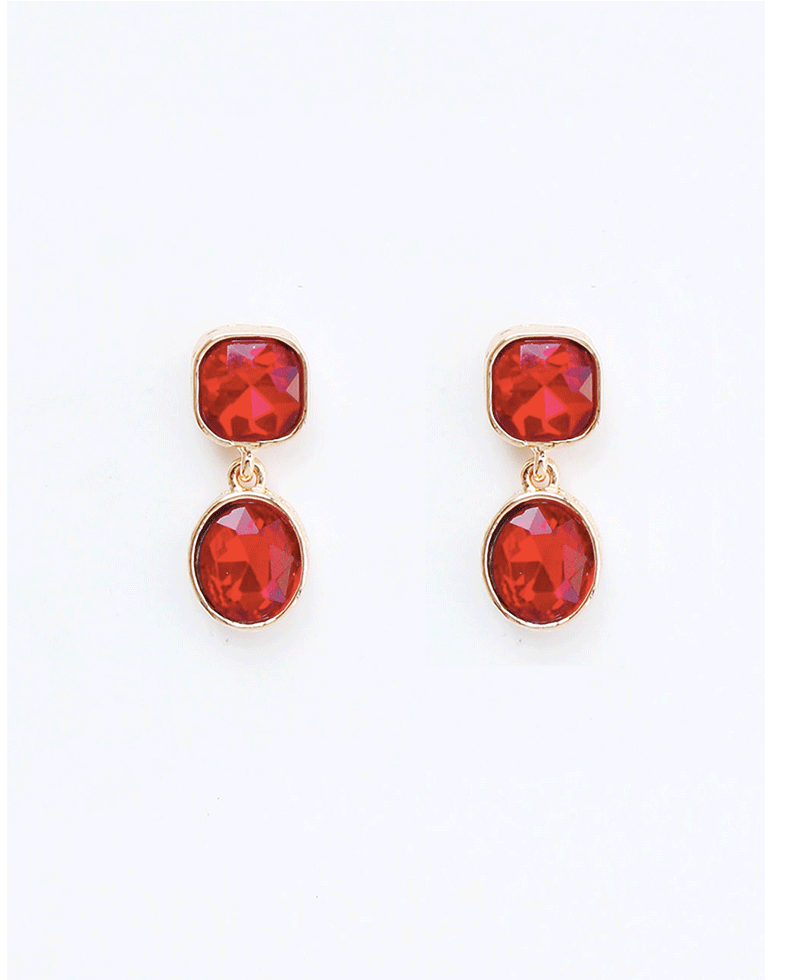 Double Shape Crystal Drop Earring