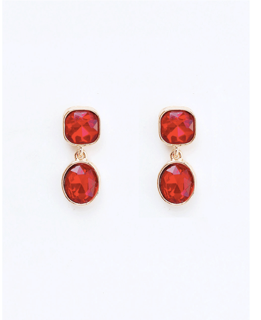 Double Shape Crystal Drop Earring
