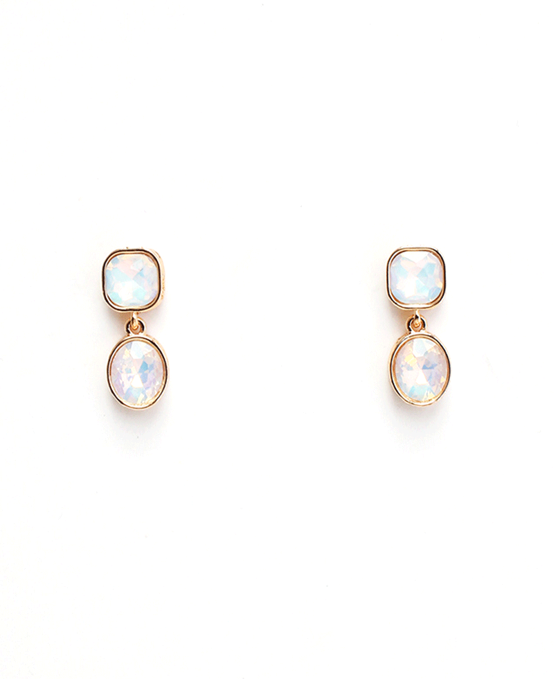 Double Shape Crystal Drop Earring