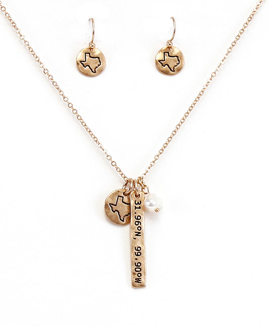 TX Latitude & Longitude Necklace Set