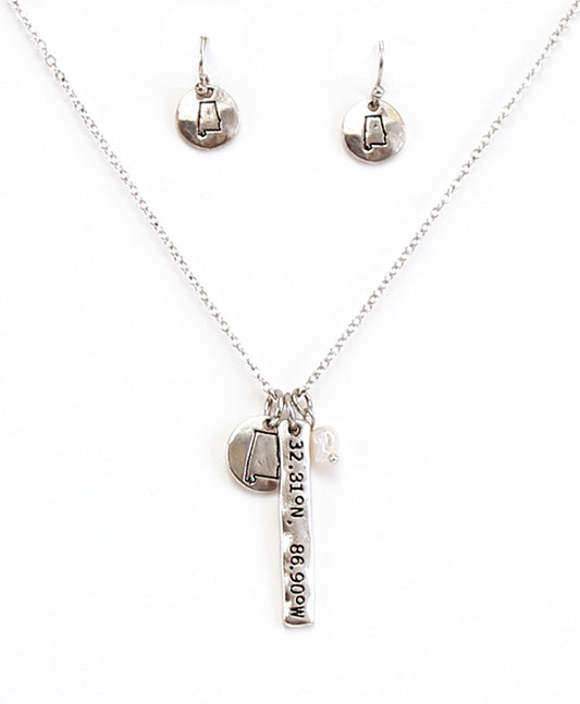 AL Latitude & Longitude Necklace Set