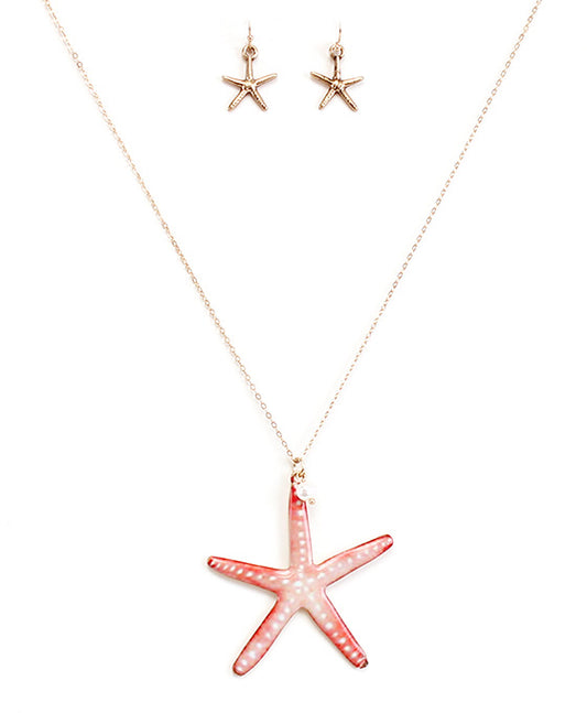 Starfish Print Necklace Set