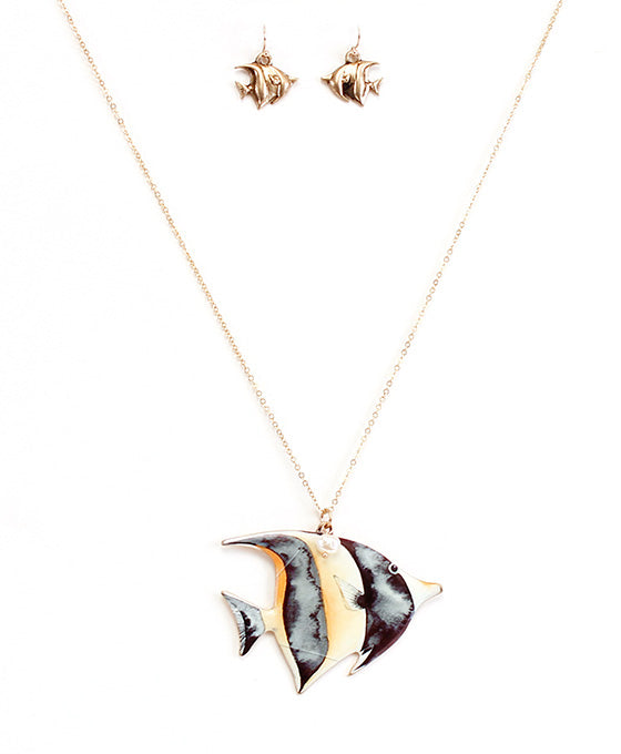 Angel Fish Print Necklace Set
