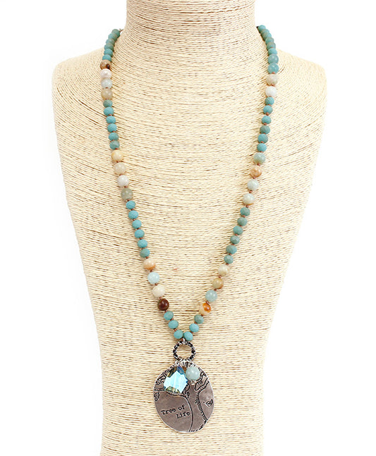 TREE OF LIFE Semi Stone Necklace Set