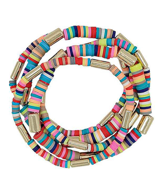 Rubber Sq Metal CCB 5 Set Bracelet