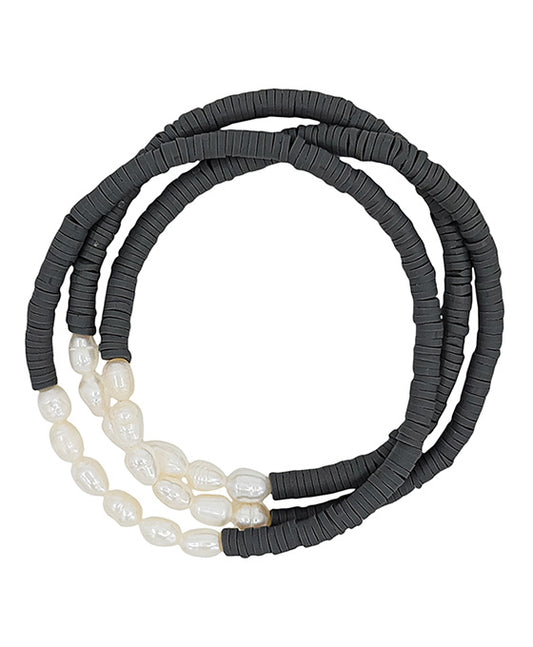 3 Set Pearl w/ Rubber Beads Bracelet