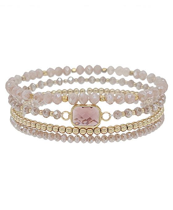 4 Set Beads & CCB w/ Clear Glass Bracelet