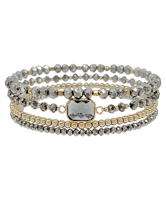 4 Set Beads & CCB w/ Clear Glass Bracelet