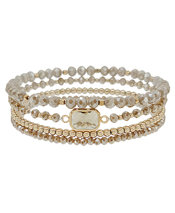 4 Set Beads & CCB w/ Clear Glass Bracelet