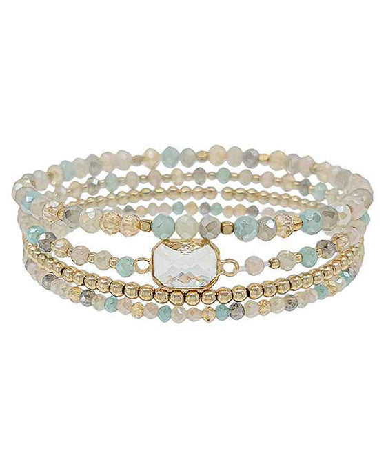 4 Set Beads & CCB w/ Clear Glass Bracelet