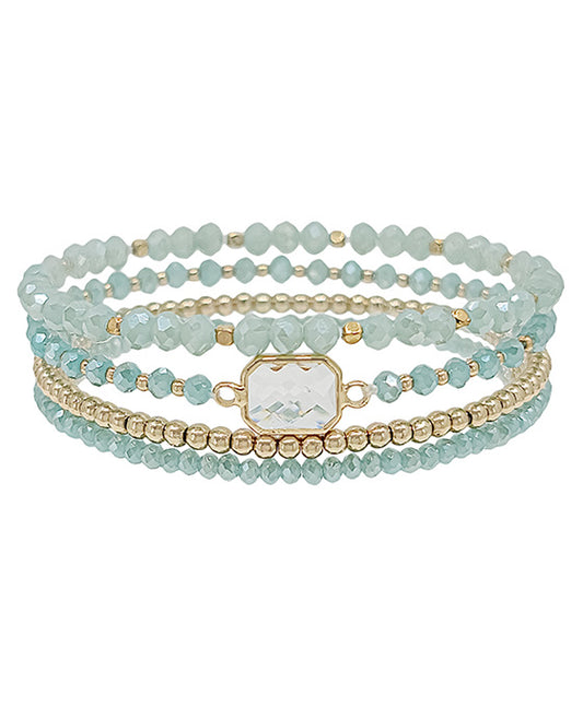 4 Set Beads & CCB w/ Clear Glass Bracelet