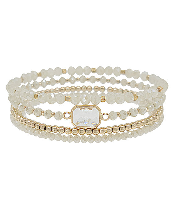 4 Set Beads & CCB w/ Clear Glass Bracelet