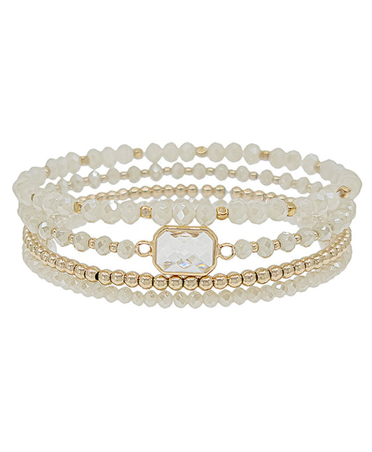 4 Set Beads & CCB w/ Clear Glass Bracelet