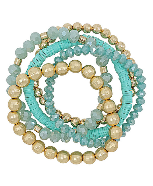 5 Set Glass/Rubber/CCB Bracelet