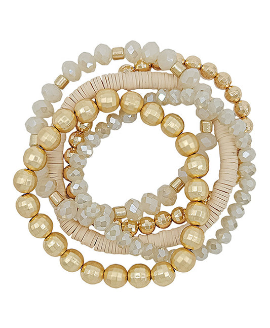 5 Set Glass/Rubber/CCB Bracelet