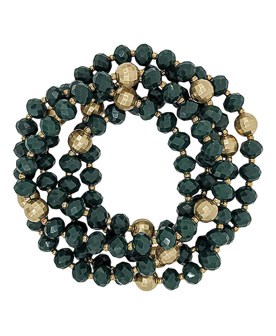 5 Set Glass Beads w/ Disco Ball Bracelet
