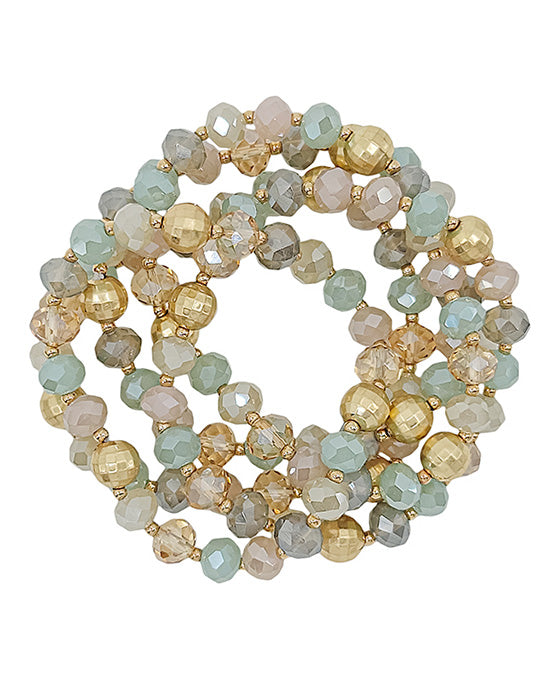 5 Set Glass Beads w/ Disco Ball Bracelet