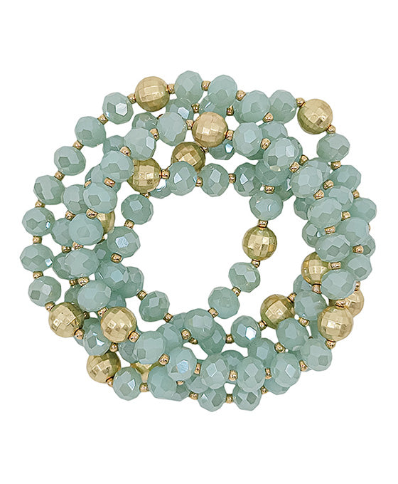 5 Set Glass Beads w/ Disco Ball Bracelet
