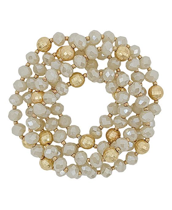 5 Set Glass Beads w/ Disco Ball Bracelet