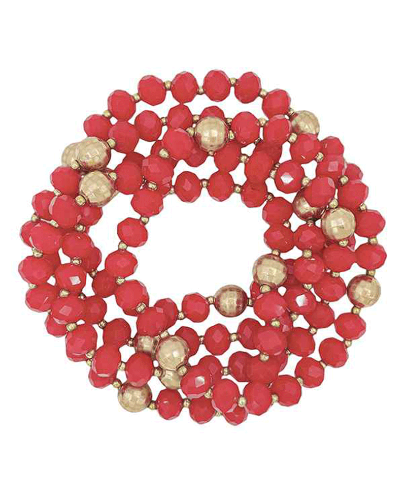 5 Set Glass Beads w/ Disco Ball Bracelet