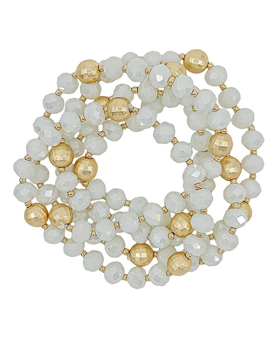5 Set Glass Beads w/ Disco Ball Bracelet