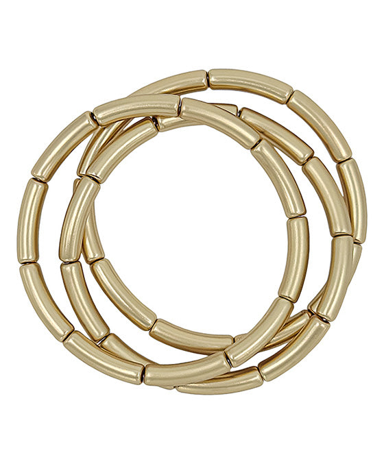 3 Set Pipe Metal Beads Stretch Bracelet