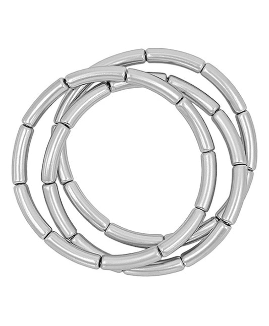 3 Set Pipe Metal Beads Stretch Bracelet