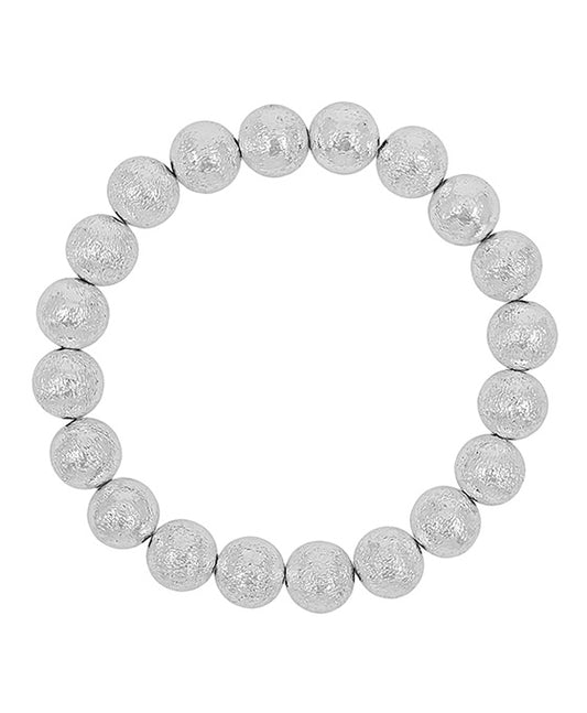 10mm Scratched Metal Ball Bracelet