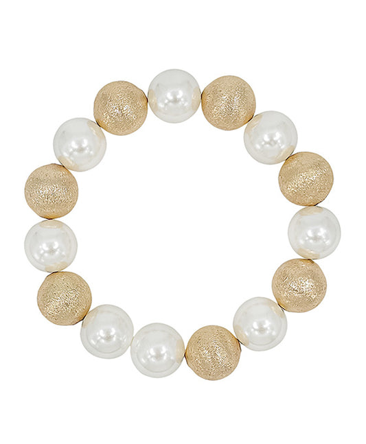 14mm Pearl w/ Satin Ball Accent Bracelet